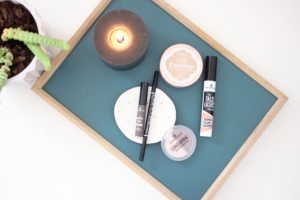 loreal true match lumi cushion foundation, essence the false lashes mascara, essence make me brow, onyx micro brow pencil, essence countering eyeshadows